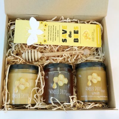 gift box with selection of honeys